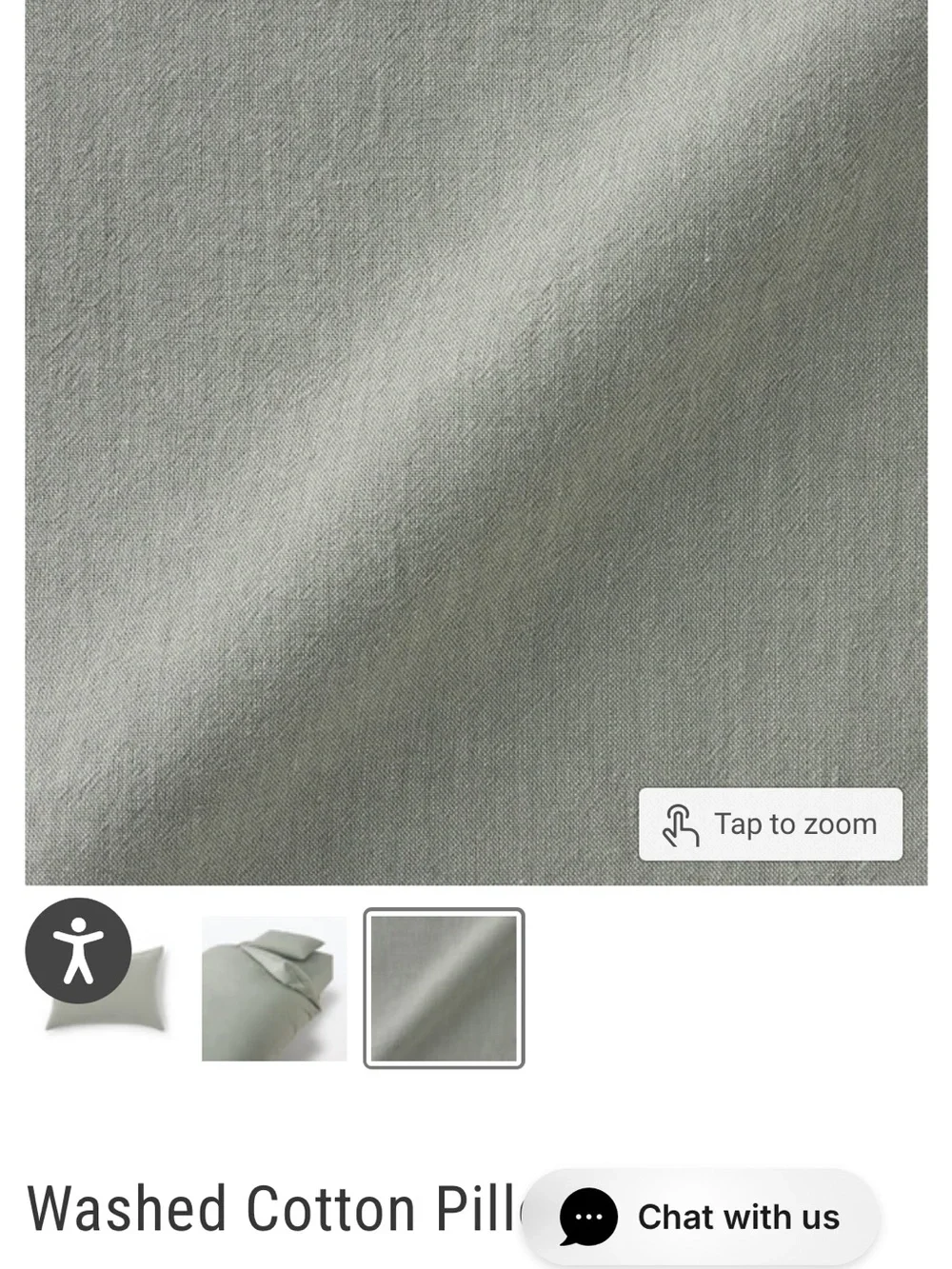 Muji 2x Washed Cotton Pillow Cases Bedding - NWT Sage Green